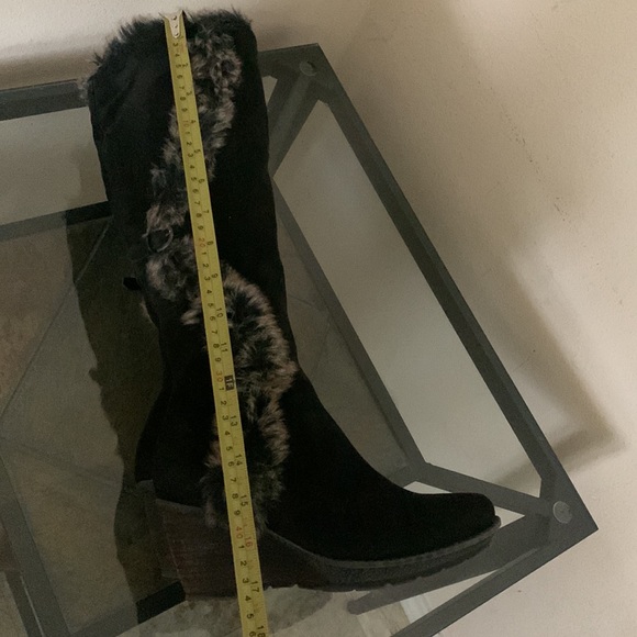 AQUATALIA by Marvin K/ ITALIAN Tall Fur Lined Suede Platform Wedge Boots - Picture 10 of 13